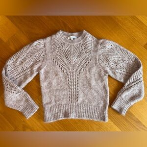 White + Warren Plush Alpaca Blend Pointelle Crewneck Sweater Size M Pink